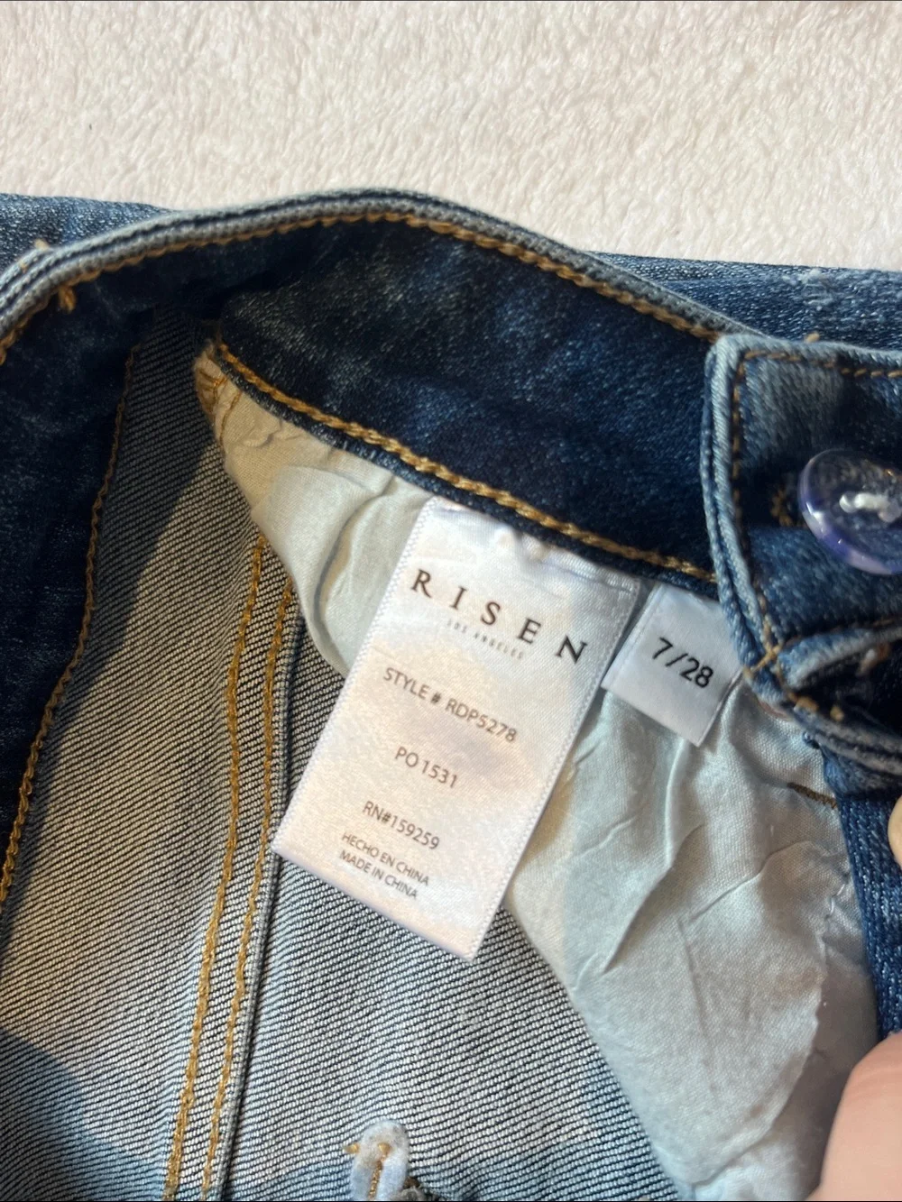 High-Rise Raw Hem Straight Jeans in Medium Blue - Picture 3 of 9